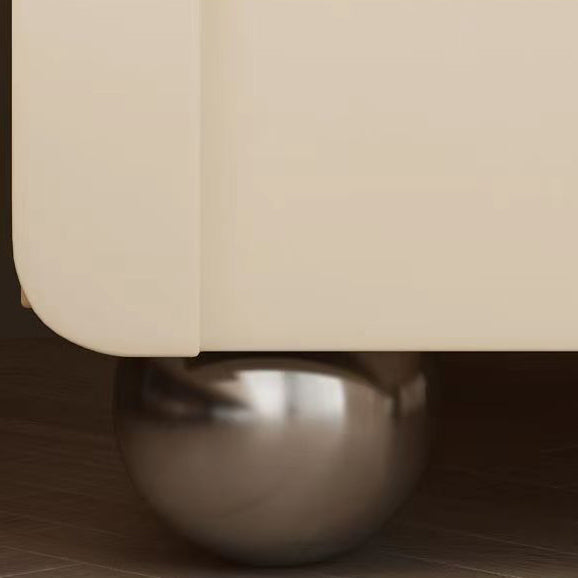 Modern Minimalist Square Wood Microfiber Leather Stainless Steel Nightstand 2-Drawer For Bedroom