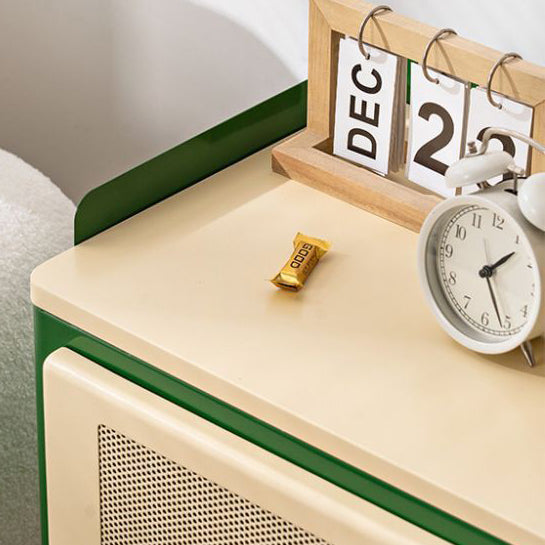 Contemporary Scandinavian Rectangular Square Wood Panel Nightstand 1-Cabinet For Bedroom