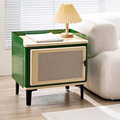 Contemporary Scandinavian Rectangular Square Wood Panel Nightstand 1-Cabinet For Bedroom