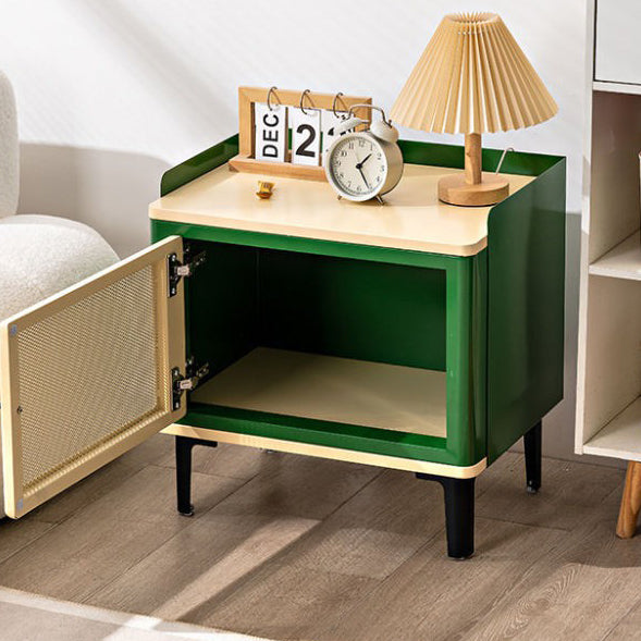 Contemporary Scandinavian Rectangular Square Wood Panel Nightstand 1-Cabinet For Bedroom