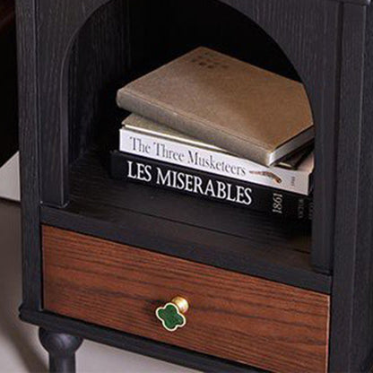 Traditional Vintage Rectangular Tabletop Solid Wood Nightstand 1-Drawer For Bedroom