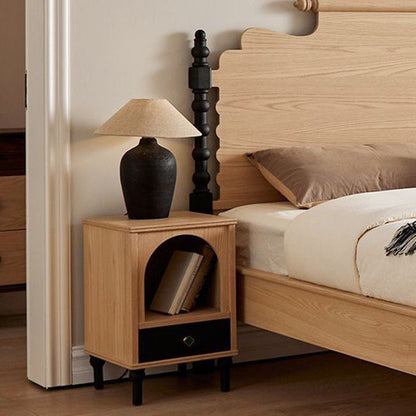 Traditional Vintage Rectangular Tabletop Solid Wood Nightstand 1-Drawer For Bedroom