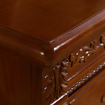 Traditional Vintage Rectangular Solid Wood Metal Nightstand 2-Drawer For Bedroom