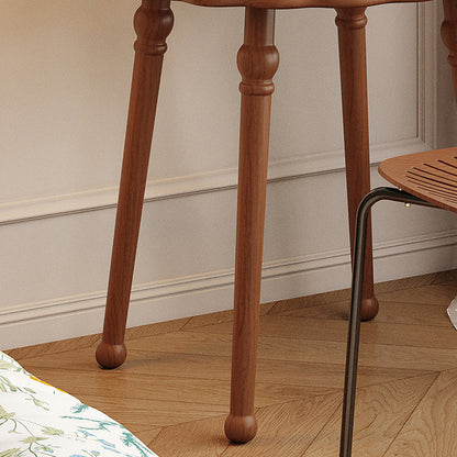 Traditional Vintage Flower Round Solid Wood Glass Makeup Vanity 1-Storage For Bedroom