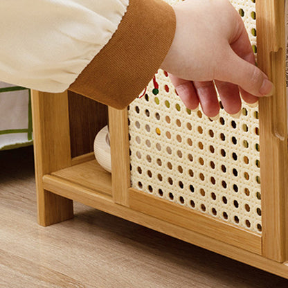 Modern Minimalist Rectangle Bamboo Glass Plastic Nightstand 1/3 Drawer For Bedroom