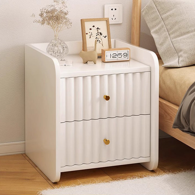 Contemporary Nordic Rectangular Wood Based Panel Nightstand 1/2 Drawer For Bedroom