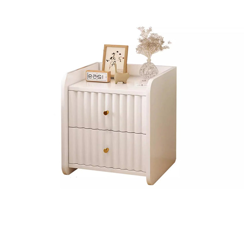 Contemporary Nordic Rectangular Wood Based Panel Nightstand 1/2 Drawer For Bedroom