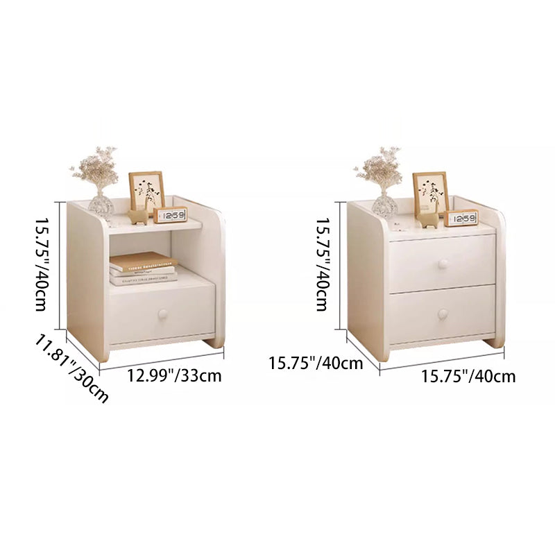 Contemporary Nordic Rectangular Wood Based Panel Nightstand 1/2 Drawer For Bedroom
