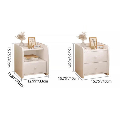 Contemporary Nordic Rectangular Wood Based Panel Nightstand 1/2 Drawer For Bedroom