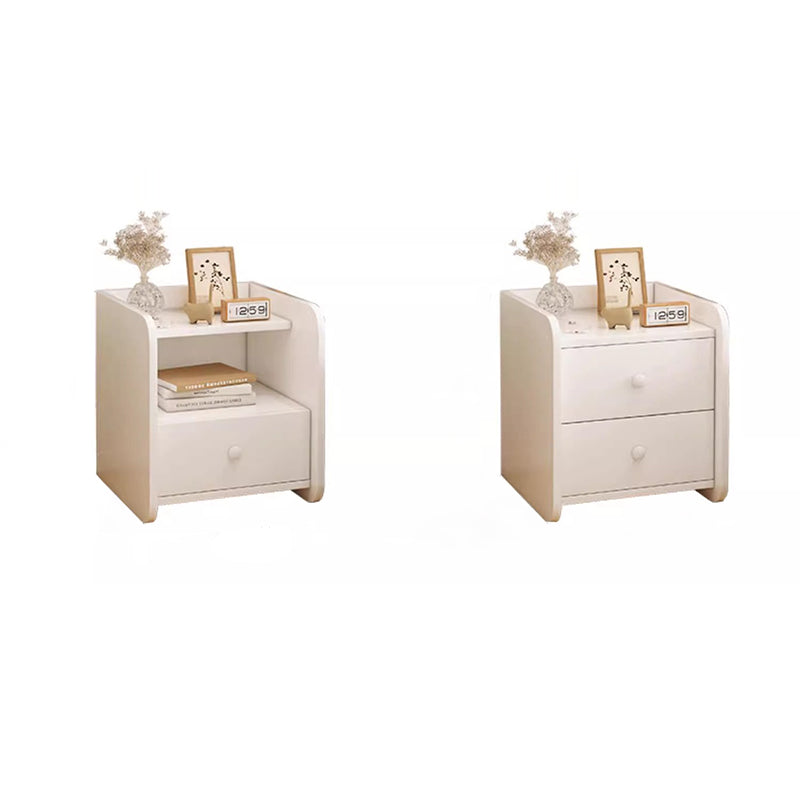 Contemporary Nordic Rectangular Wood Based Panel Nightstand 1/2 Drawer For Bedroom