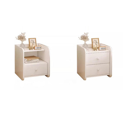 Contemporary Nordic Rectangular Wood Based Panel Nightstand 1/2 Drawer For Bedroom