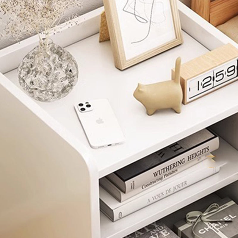 Contemporary Nordic Rectangular Wood Based Panel Nightstand 1/2 Drawer For Bedroom