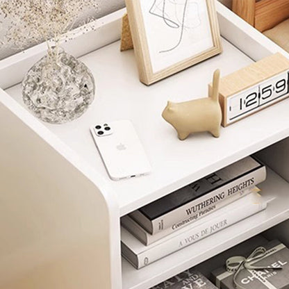Contemporary Nordic Rectangular Wood Based Panel Nightstand 1/2 Drawer For Bedroom