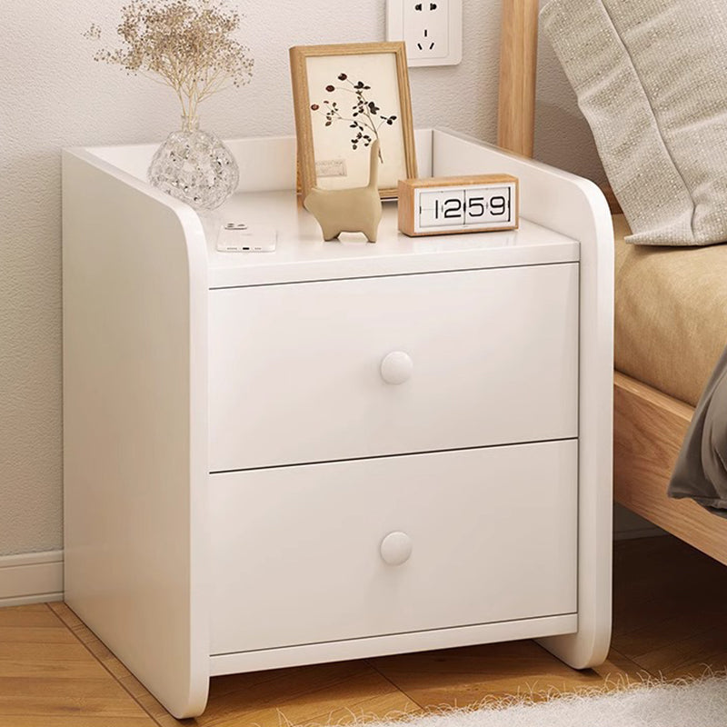 Contemporary Nordic Rectangular Wood Based Panel Nightstand 1/2 Drawer For Bedroom