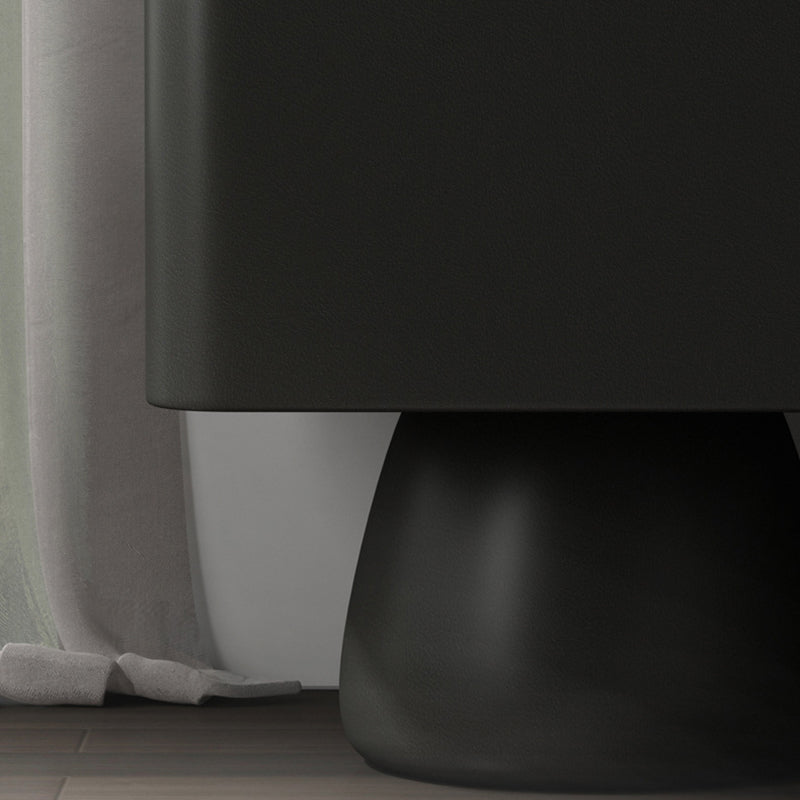 Modern Luxury Cone Base Glass Solid Wood Microfiber Leather Nightstand 1-Drawer For Bedroom