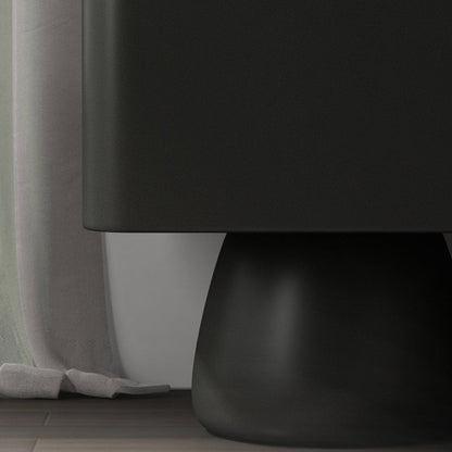 Modern Luxury Cone Base Glass Solid Wood Microfiber Leather Nightstand 1-Drawer For Bedroom