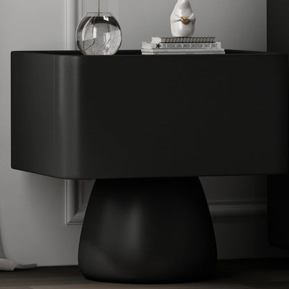 Modern Luxury Cone Base Glass Solid Wood Microfiber Leather Nightstand 1-Drawer For Bedroom