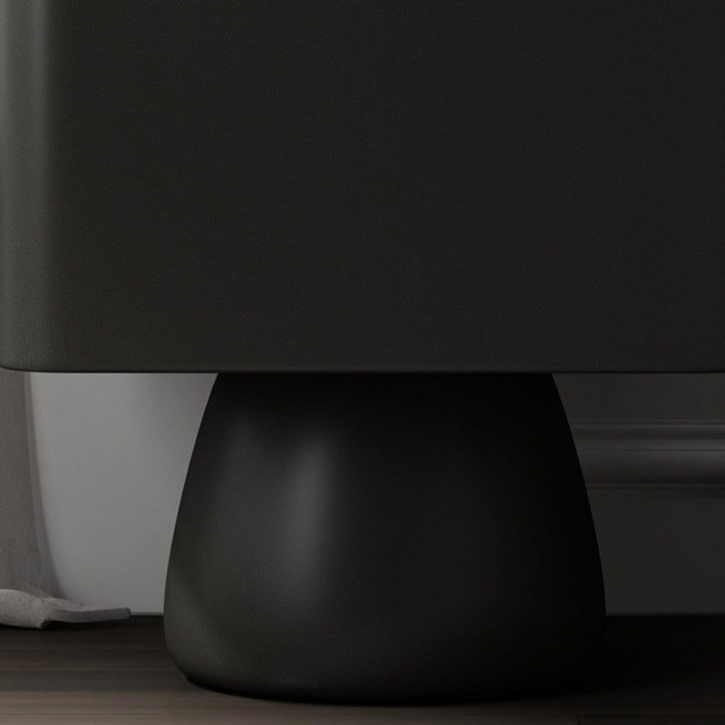 Modern Luxury Cone Base Glass Solid Wood Microfiber Leather Nightstand 1-Drawer For Bedroom