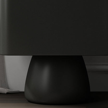 Modern Luxury Cone Base Glass Solid Wood Microfiber Leather Nightstand 1-Drawer For Bedroom