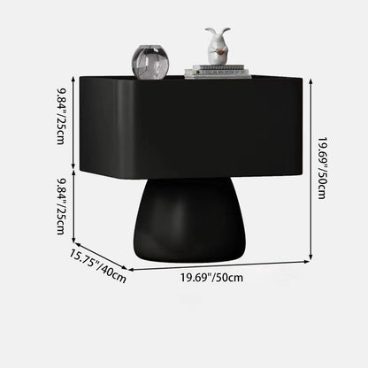 Modern Luxury Cone Base Glass Solid Wood Microfiber Leather Nightstand 1-Drawer For Bedroom