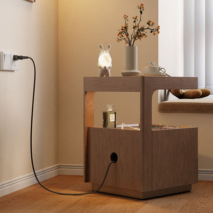 Traditional Luxury Square Solid Wood Glass Nightstand 2-Drawer For Bedroom