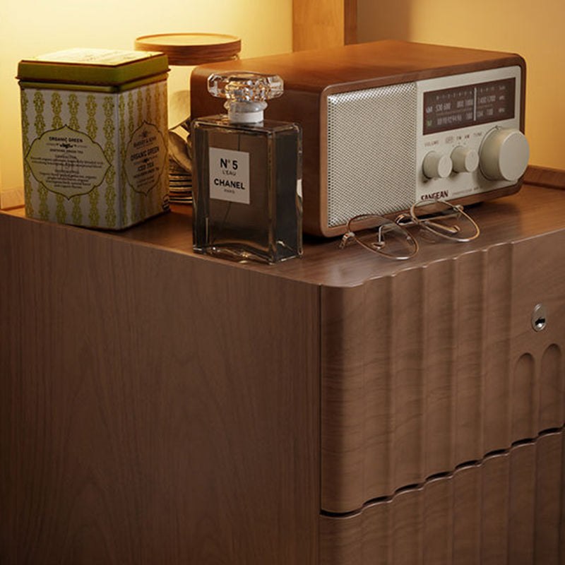 Traditional Luxury Square Solid Wood Glass Nightstand 2-Drawer For Bedroom