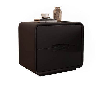 Modern Simplicity Square Solid Wood Nightstand 2-Drawer For Bedroom