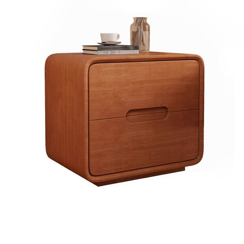 Modern Simplicity Square Solid Wood Nightstand 2-Drawer For Bedroom