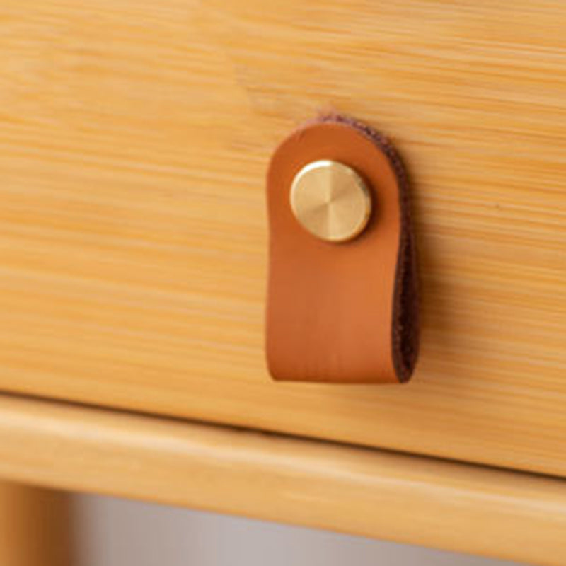 Traditional Chinese Rectangular Bamboo Glass Makeup Vanity 2-Drawer For Bedroom