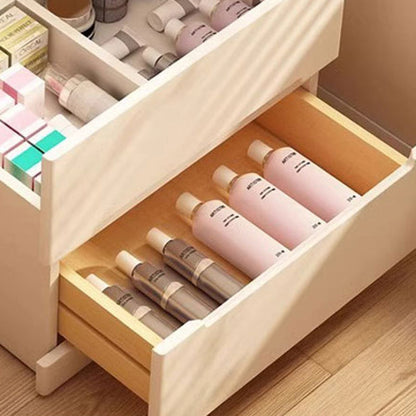 Modern Minimalist Rectangular Solid Wood Glass Makeup Vanity 3-Drawer For Bedroom