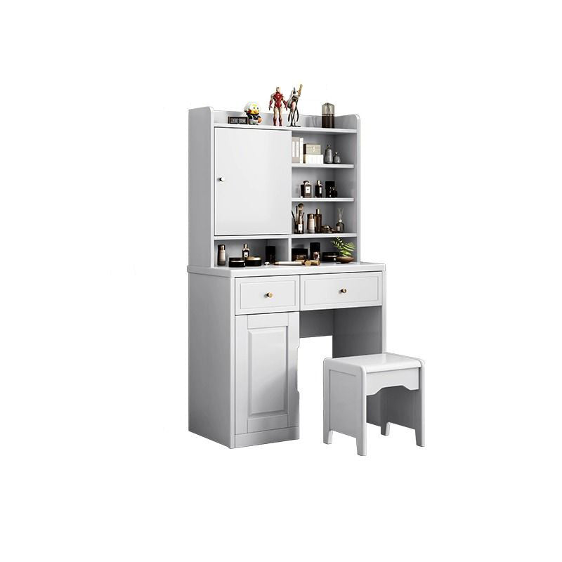 Traditional Chinese Rectangular Solid Wood Makeup Vanity 1-Drawer For Bedroom