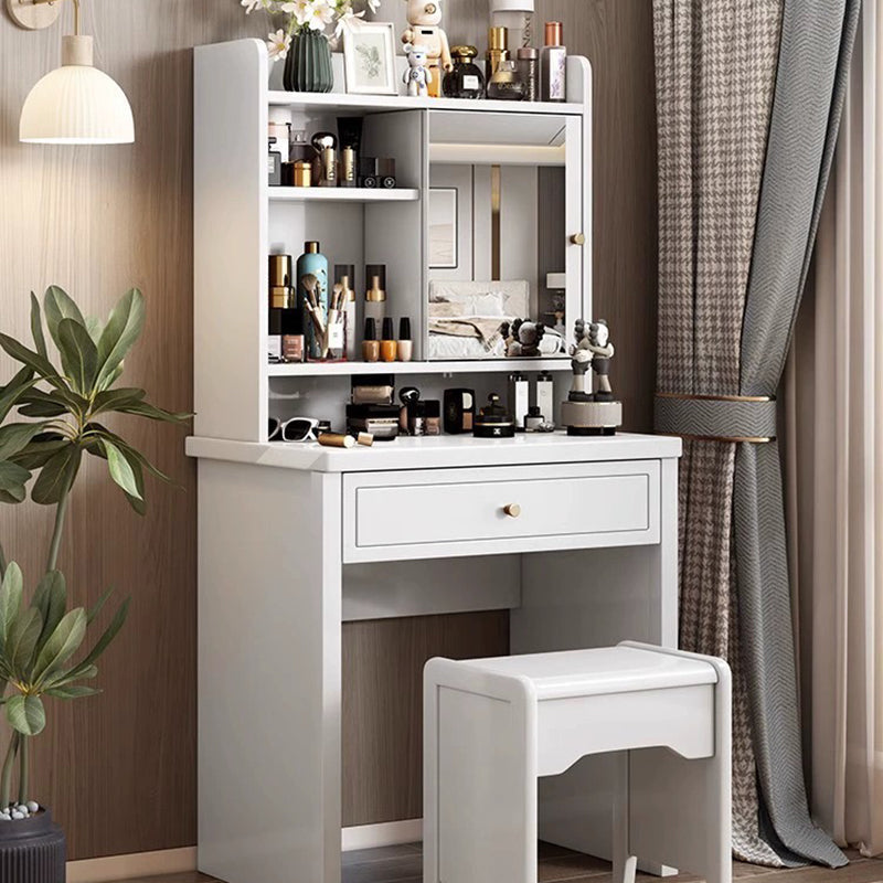 Traditional Chinese Rectangular Solid Wood Makeup Vanity 1-Drawer For Bedroom