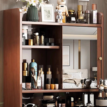 Traditional Chinese Rectangular Solid Wood Makeup Vanity 1-Drawer For Bedroom