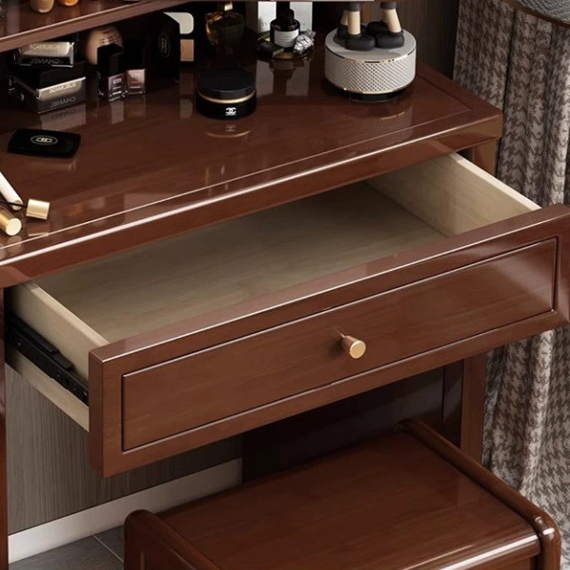 Traditional Chinese Rectangular Solid Wood Makeup Vanity 1-Drawer For Bedroom