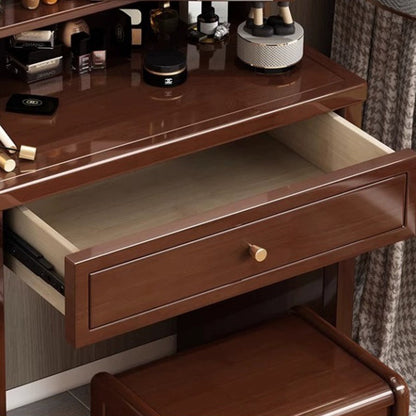 Traditional Chinese Rectangular Solid Wood Makeup Vanity 1-Drawer For Bedroom