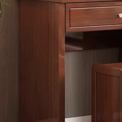 Traditional Chinese Rectangular Solid Wood Makeup Vanity 1-Drawer For Bedroom