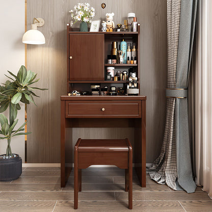 Traditional Chinese Rectangular Solid Wood Makeup Vanity 1-Drawer For Bedroom