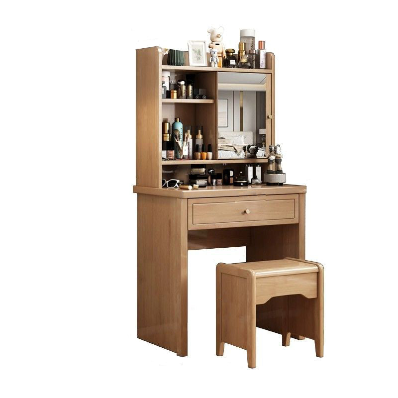 Traditional Chinese Rectangular Solid Wood Makeup Vanity 1-Drawer For Bedroom