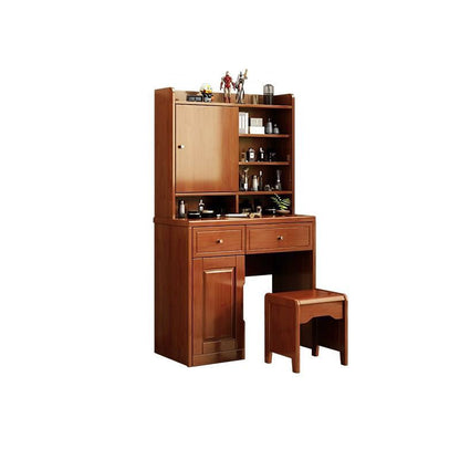 Traditional Chinese Rectangular Solid Wood Makeup Vanity 1-Drawer For Bedroom