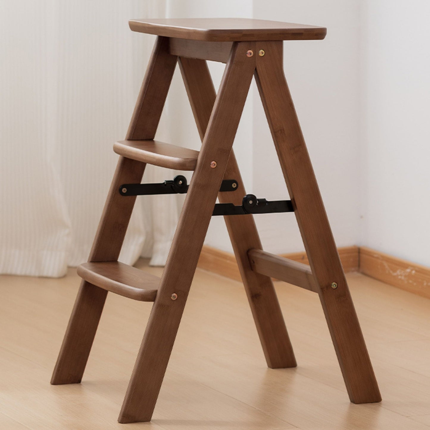Traditional Vintage Rectangular Bamboo Bar Stool Footrest For Dining Room