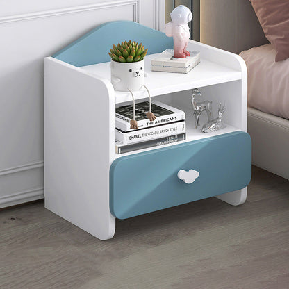 Modern Eclectic Kids Rectangular Panel Nightstand 1/2 Drawer For Bedroom