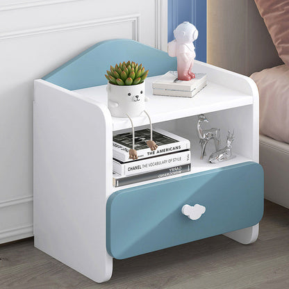 Modern Eclectic Kids Rectangular Panel Nightstand 1/2 Drawer For Bedroom