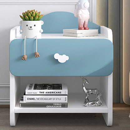 Modern Eclectic Kids Rectangular Panel Nightstand 1/2 Drawer For Bedroom