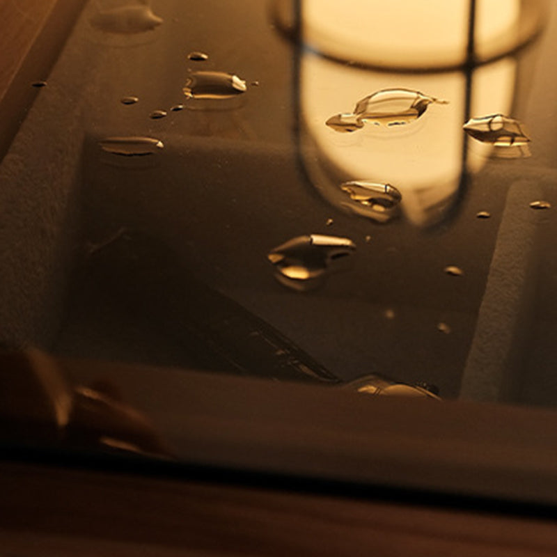 Traditional Japanese Square Solid Wood Glass Nightstand 1-Drawer For Bedroom