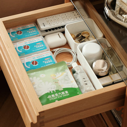 Traditional Japanese Square Solid Wood Glass Nightstand 1-Drawer For Bedroom