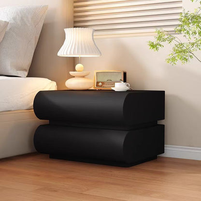 Modern Simplicity Rectangular Solid Wood Metal Microfiber Leather Nightstand 2-Drawer For Bedroom