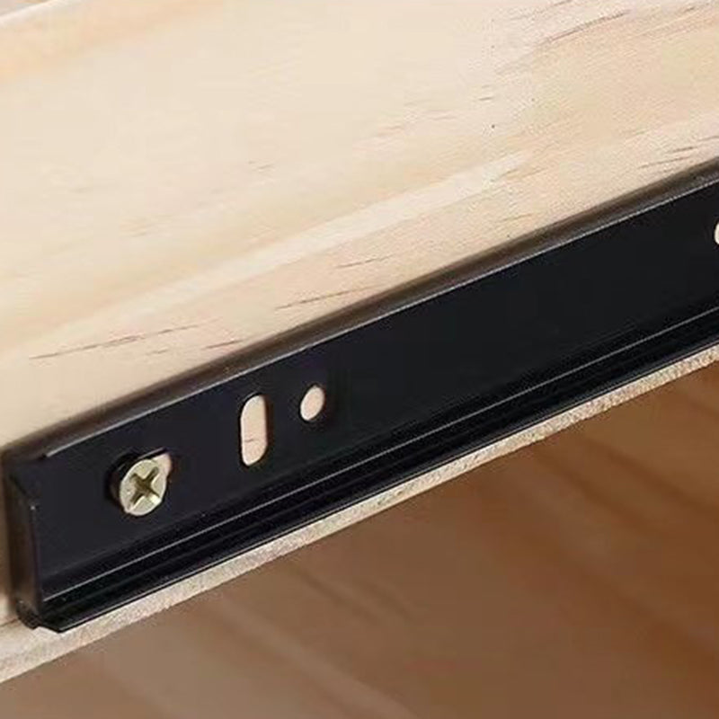 Modern Simplicity Rectangular Solid Wood Metal Microfiber Leather Nightstand 2-Drawer For Bedroom