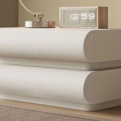 Modern Simplicity Rectangular Solid Wood Metal Microfiber Leather Nightstand 2-Drawer For Bedroom