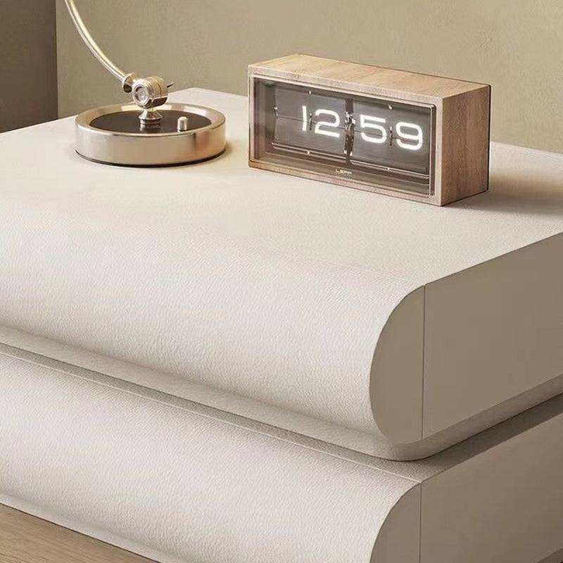 Modern Simplicity Rectangular Solid Wood Metal Microfiber Leather Nightstand 2-Drawer For Bedroom