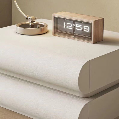 Modern Simplicity Rectangular Solid Wood Metal Microfiber Leather Nightstand 2-Drawer For Bedroom